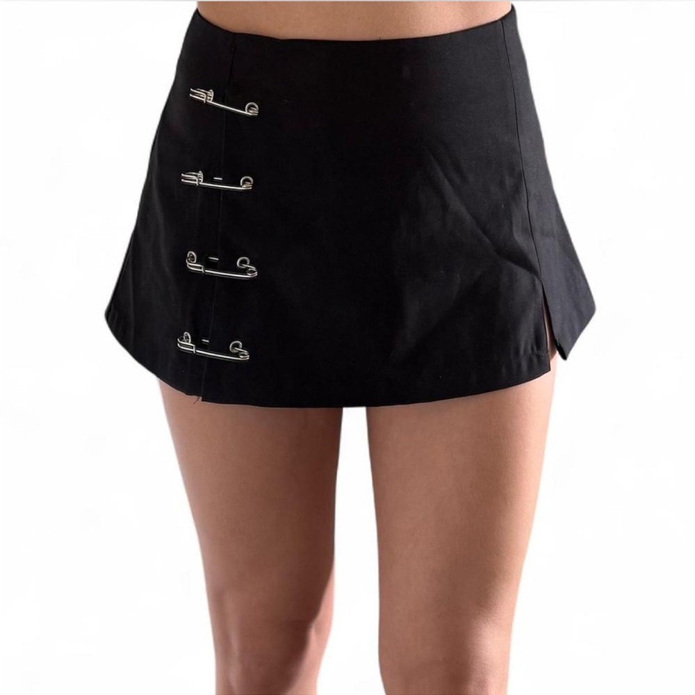 SOLD UNIF Collins Black Skirt with Safety Pin Details and side slit
